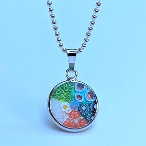 Italian Artisan Handcrafted Murano Millefiori Glass Pendant Vibrant Colors